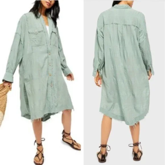 Free People Sahara Sounds Shirt Dress Small NWT - Picture 1 of 9